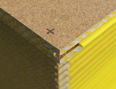 Yellow tongue marking on a STRUCTAflor panel