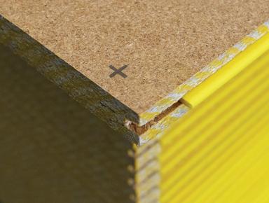 Yellow tongue marking on a STRUCTAflor panel