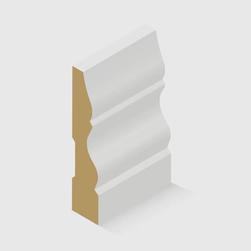 A white-painted MDF skirting board with a decorative triple-curve profile along the top 85 x 18mm