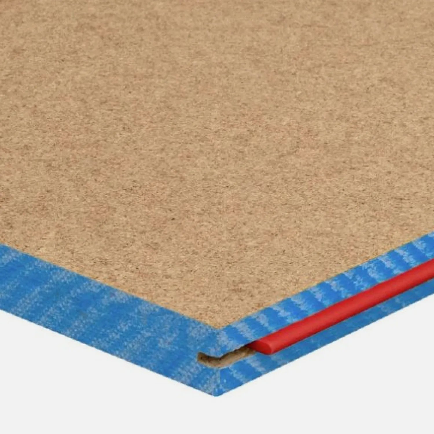 Close-up of a termite-treated Red tongue STRUCTAflor panel corner
