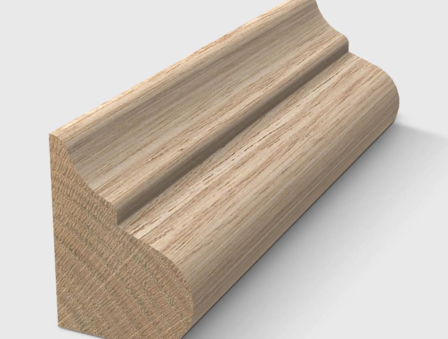 A timber moulding with a decorative concave and convex curved profile in Tasmanian Oak 15 x 11mm 2.4m