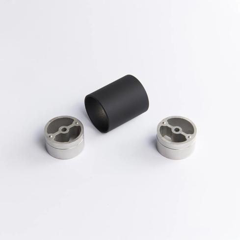 A cylindrical steel joiner in Black 50mm 43mm