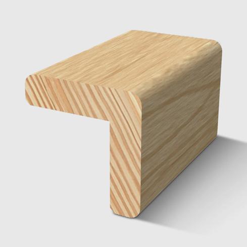 A timber moulding with an L-shaped rebate profile and rounded outer edges in Clear Pine 30 x 30mm