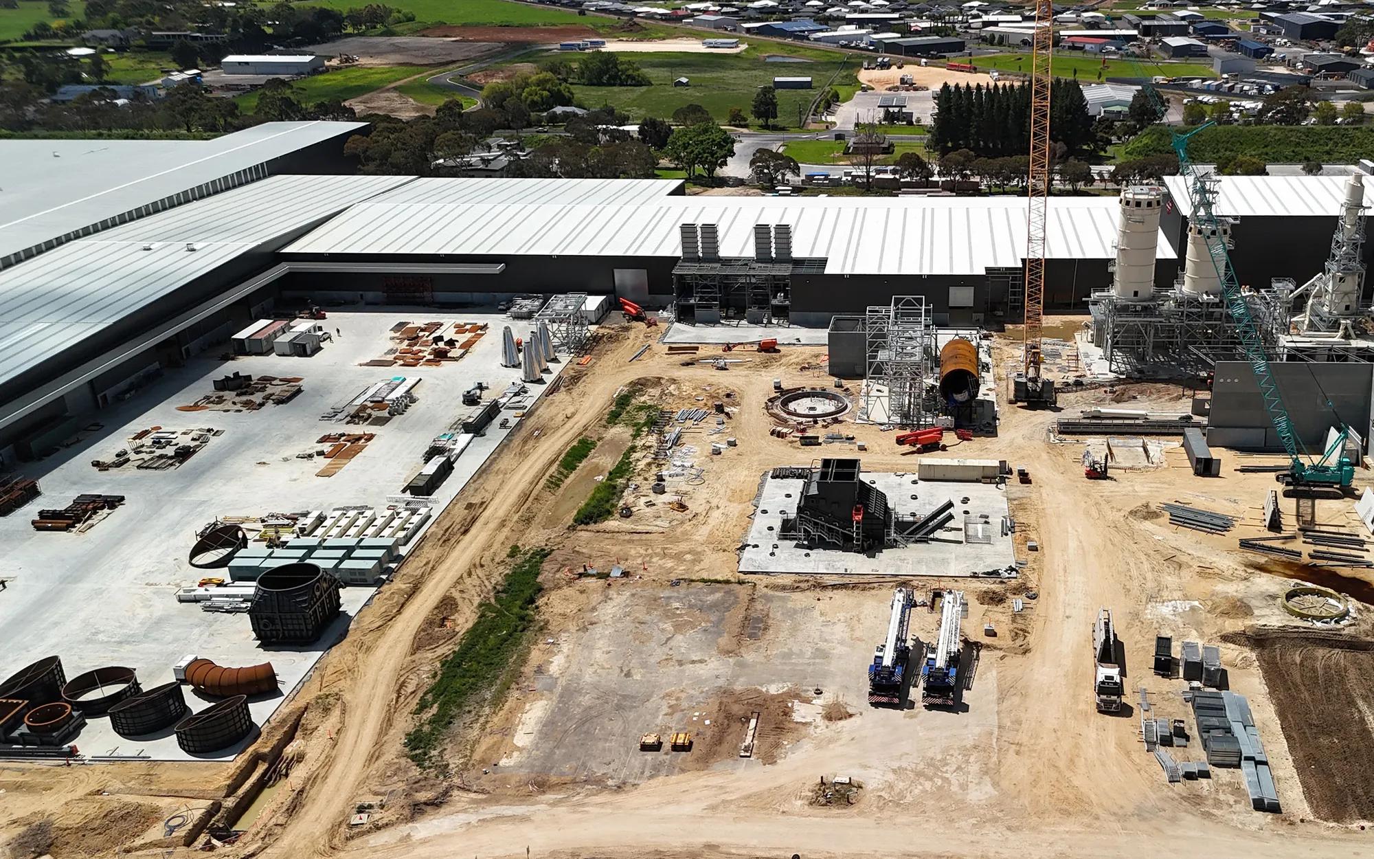 Aerial photograph of the Mount Gambier building construction in progress