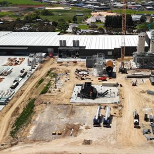 Aerial photograph of the Mount Gambier building construction in progress